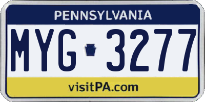 PA license plate MYG3277