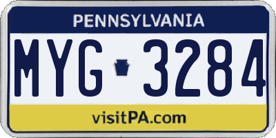 PA license plate MYG3284