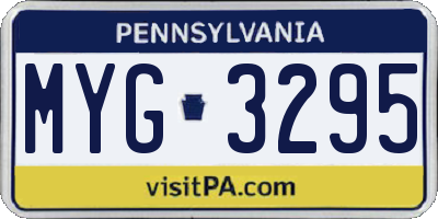PA license plate MYG3295