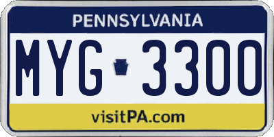 PA license plate MYG3300
