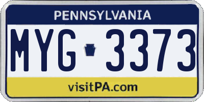 PA license plate MYG3373