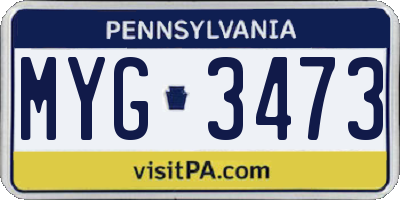 PA license plate MYG3473