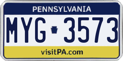 PA license plate MYG3573
