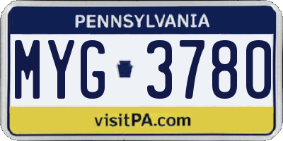 PA license plate MYG3780