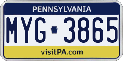 PA license plate MYG3865