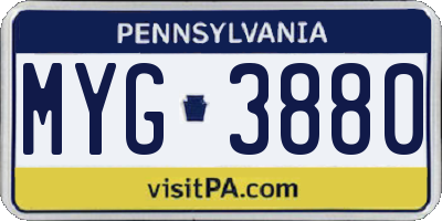 PA license plate MYG3880