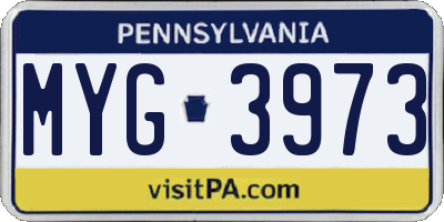 PA license plate MYG3973