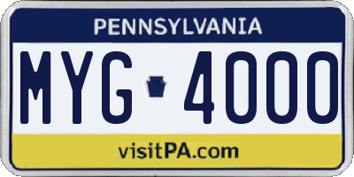 PA license plate MYG4000
