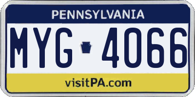 PA license plate MYG4066