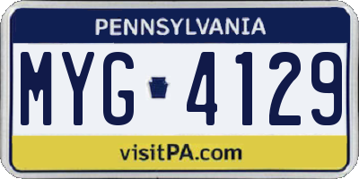 PA license plate MYG4129