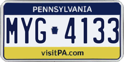 PA license plate MYG4133