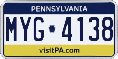 PA license plate MYG4138