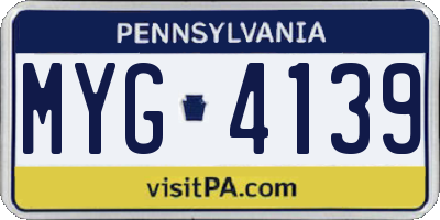 PA license plate MYG4139