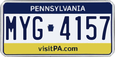 PA license plate MYG4157