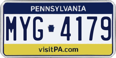 PA license plate MYG4179