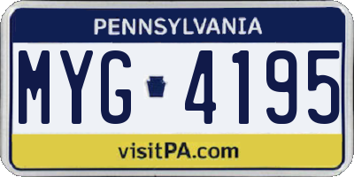 PA license plate MYG4195