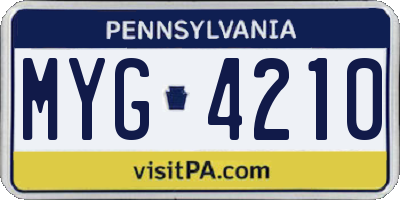 PA license plate MYG4210