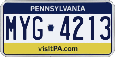PA license plate MYG4213