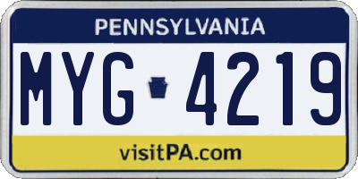 PA license plate MYG4219