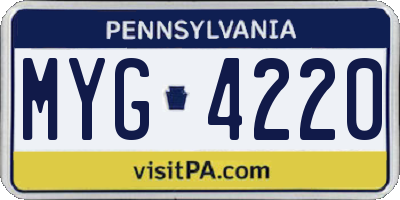 PA license plate MYG4220