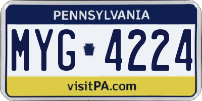 PA license plate MYG4224