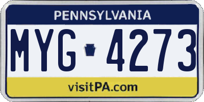 PA license plate MYG4273