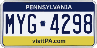 PA license plate MYG4298
