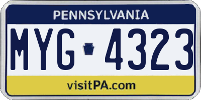 PA license plate MYG4323