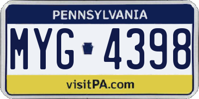 PA license plate MYG4398