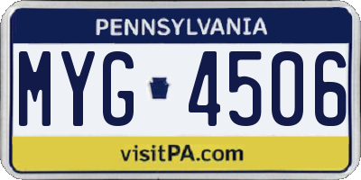 PA license plate MYG4506