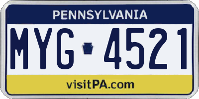 PA license plate MYG4521