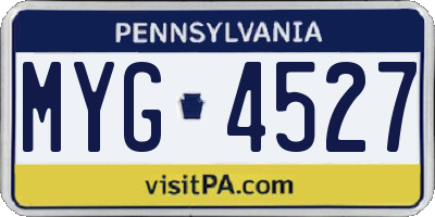 PA license plate MYG4527