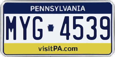 PA license plate MYG4539