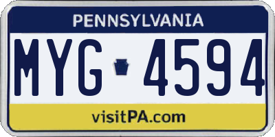 PA license plate MYG4594