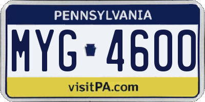 PA license plate MYG4600