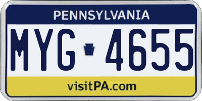 PA license plate MYG4655