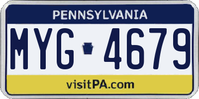 PA license plate MYG4679