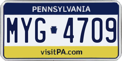 PA license plate MYG4709