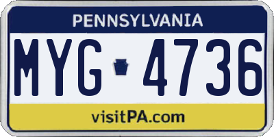 PA license plate MYG4736