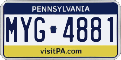 PA license plate MYG4881