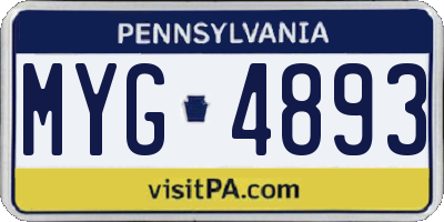 PA license plate MYG4893