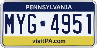 PA license plate MYG4951