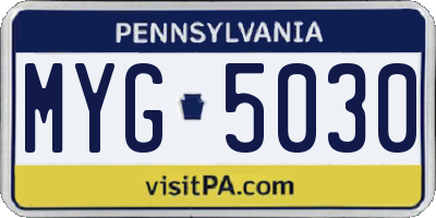 PA license plate MYG5030