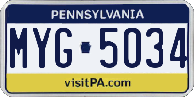 PA license plate MYG5034