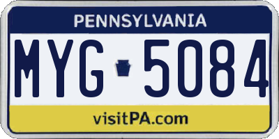 PA license plate MYG5084