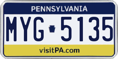 PA license plate MYG5135