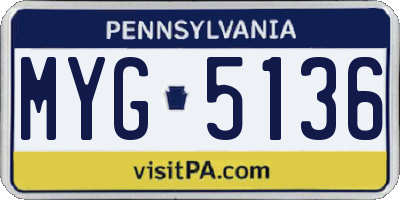 PA license plate MYG5136
