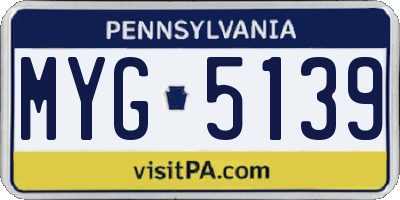 PA license plate MYG5139