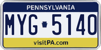 PA license plate MYG5140