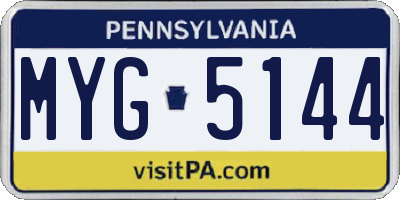 PA license plate MYG5144